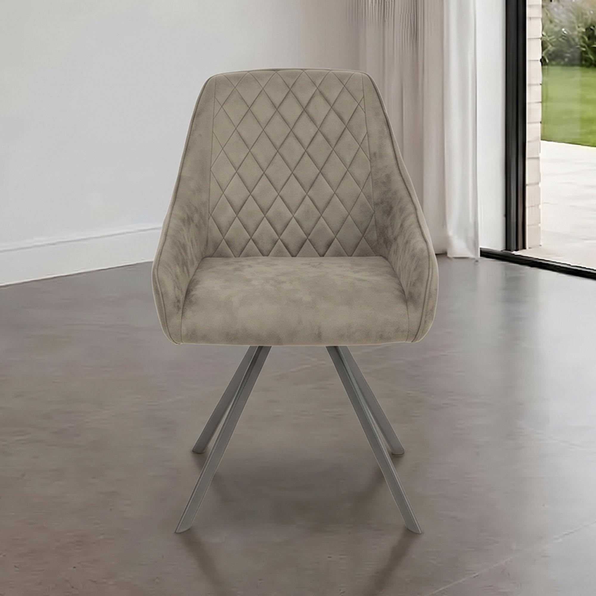 Bali Swivel Dining Chair - Set of 2 - Grey and Black - Fabric