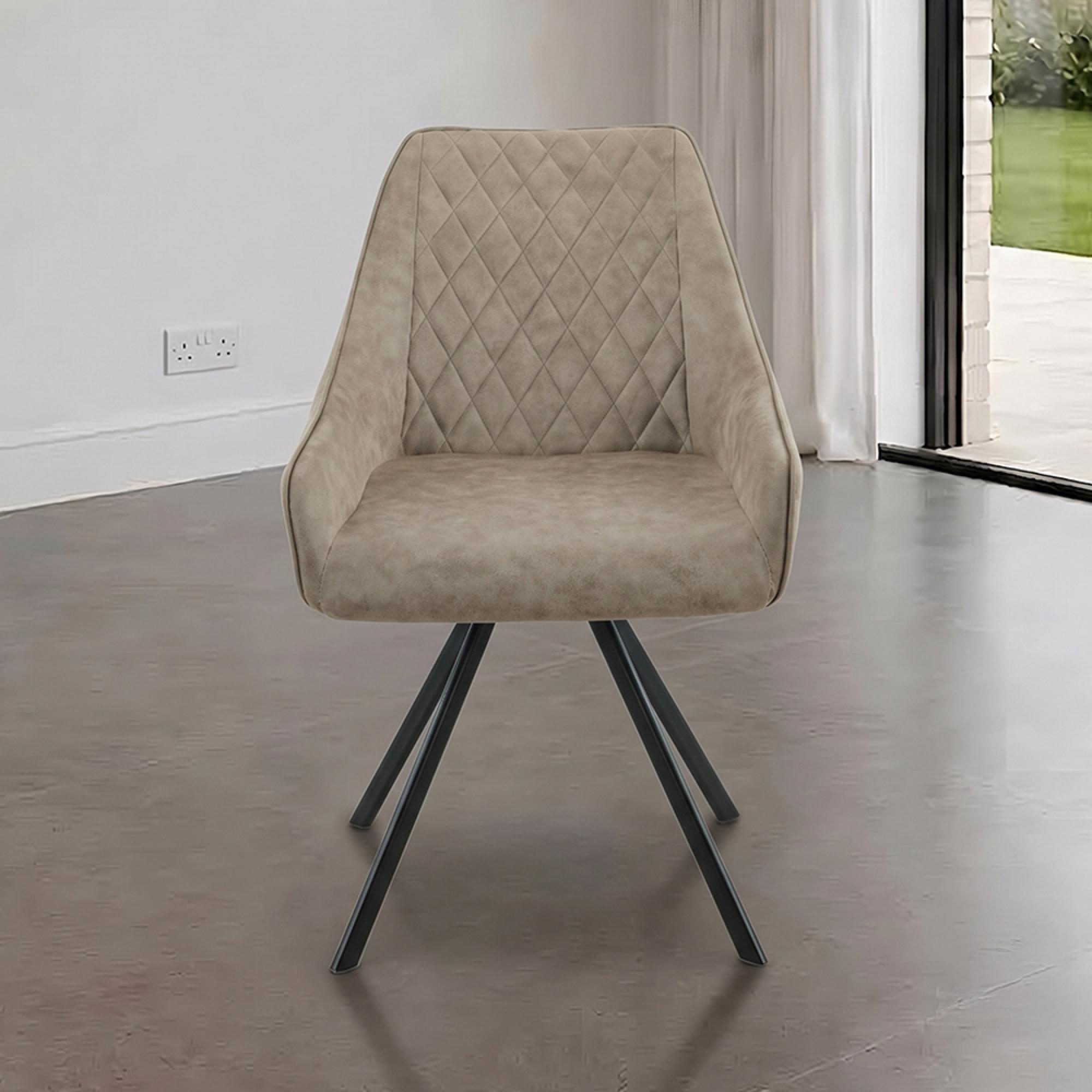Bali Swivel Dining Chair - Set of 2 - Mink and Black - Fabric