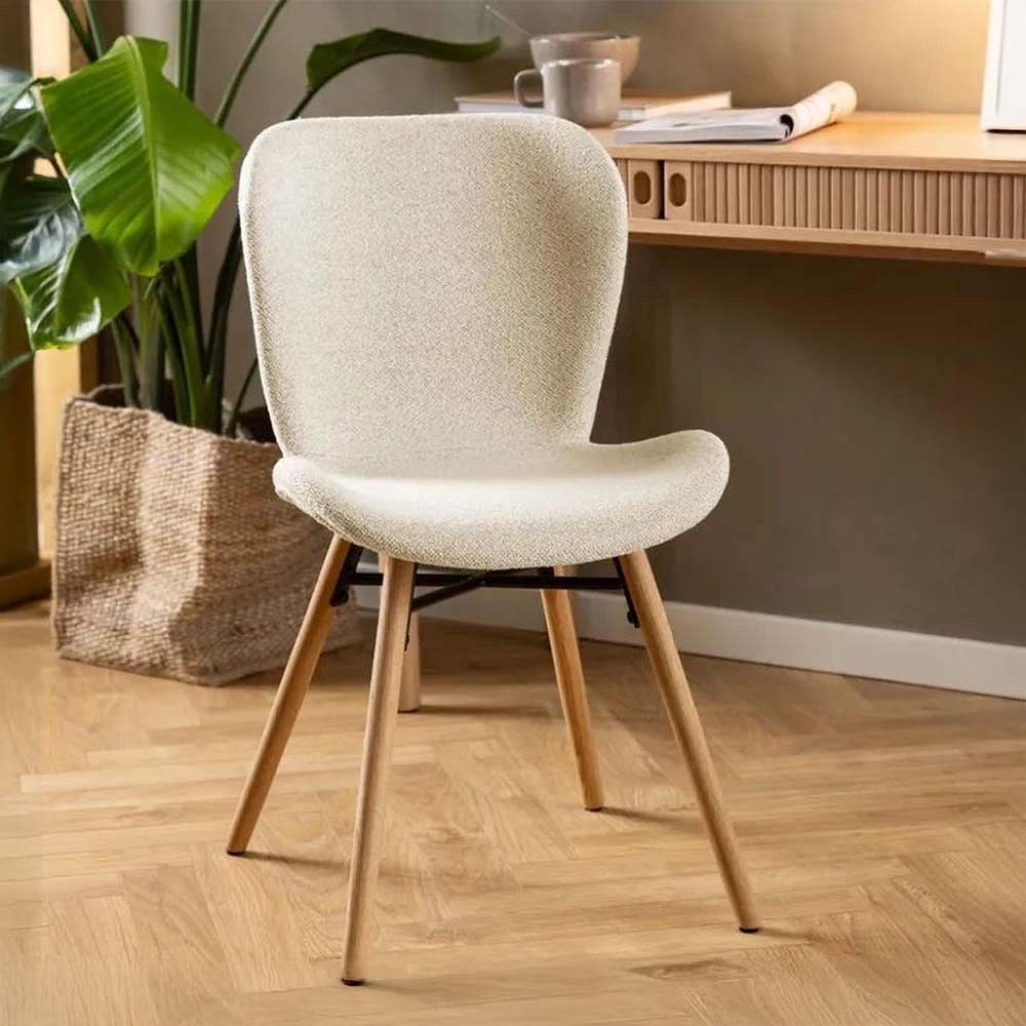 Batilda Dining Chair - Set of 2 - Cream Fabric - Oak Legs