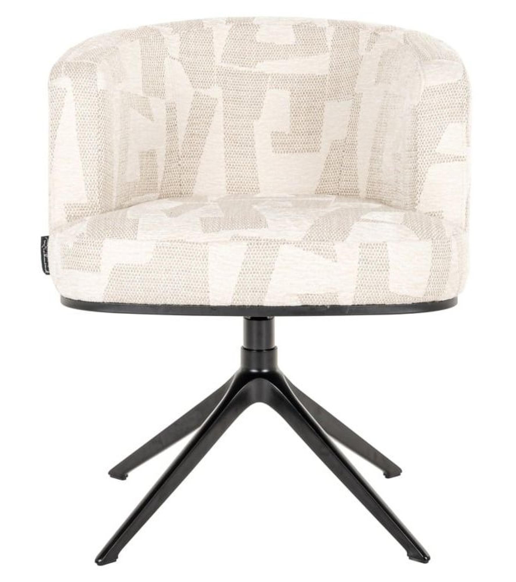 Cheyenne Beige Fabric Graffic Swivel Dining Chair with Black Legs