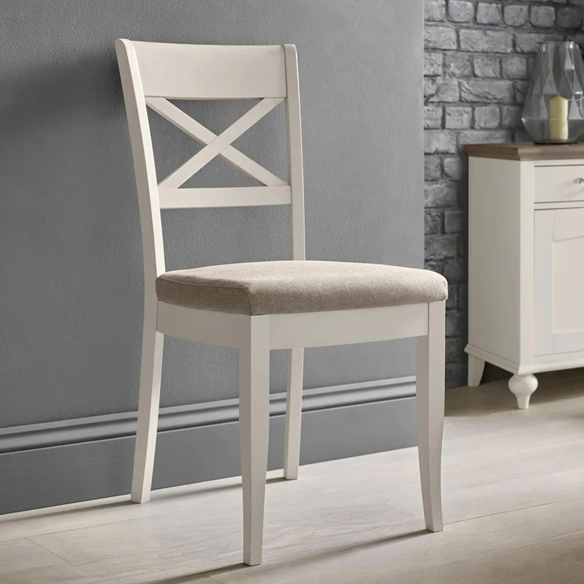 Clearance - Montreux Dining Chairs - Set of 2 - X Back - Pebble Grey Fabric - Soft Grey - A297
