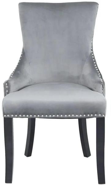 Clearance - Geismar Diamond Ring Knockerback Dining Chairs - Set of 2 - Grey Velvet - FS123