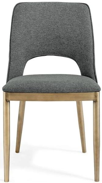 Clearance - Morgan Dining Chairs - Set of 2 - Brass and Grey Linen Fabric - FSS13419