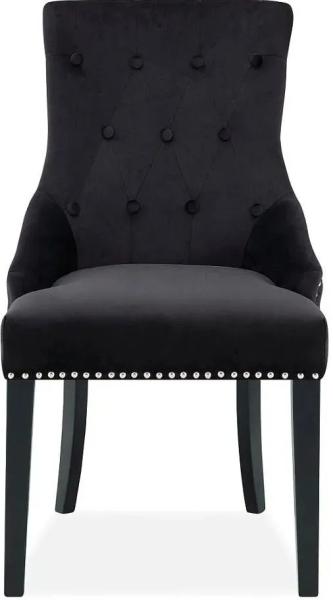 Clearance - Lion Knockerback Dining Chairs - Set of 2 - Black Velvet Fabric - FS270