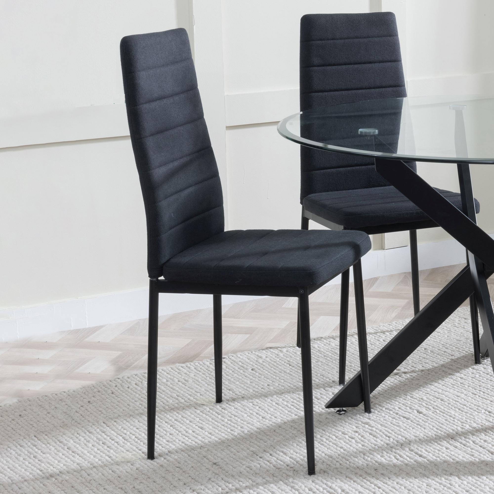 Clearance - Lido Dining Chair - Black Fabric - Black Legs