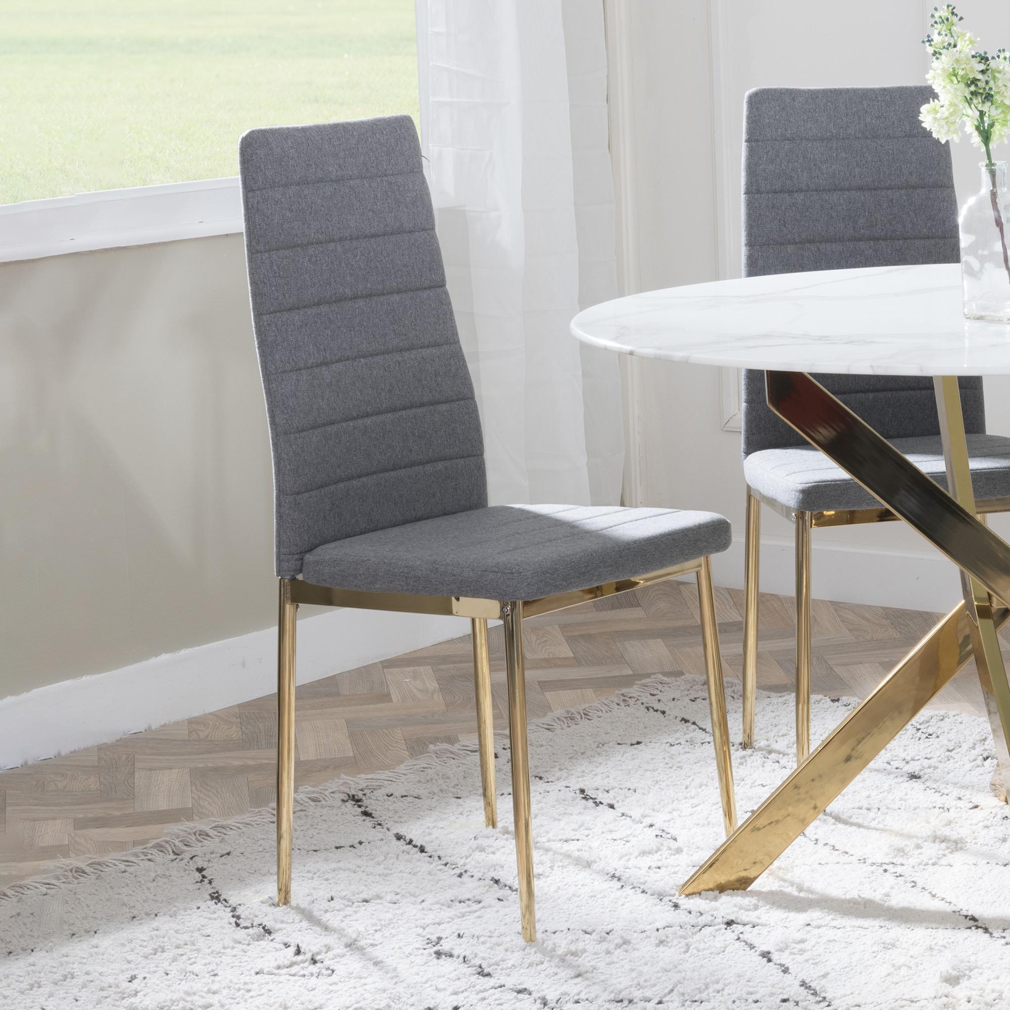Clearance - Lido Dining Chair - Dark Grey Fabric - Gold Legs