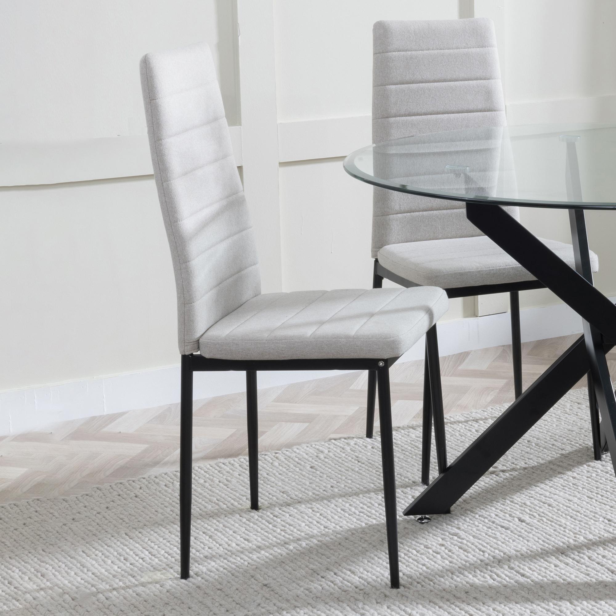 Clearance - Lido Dining Chair - Sand Fabric - Black Legs