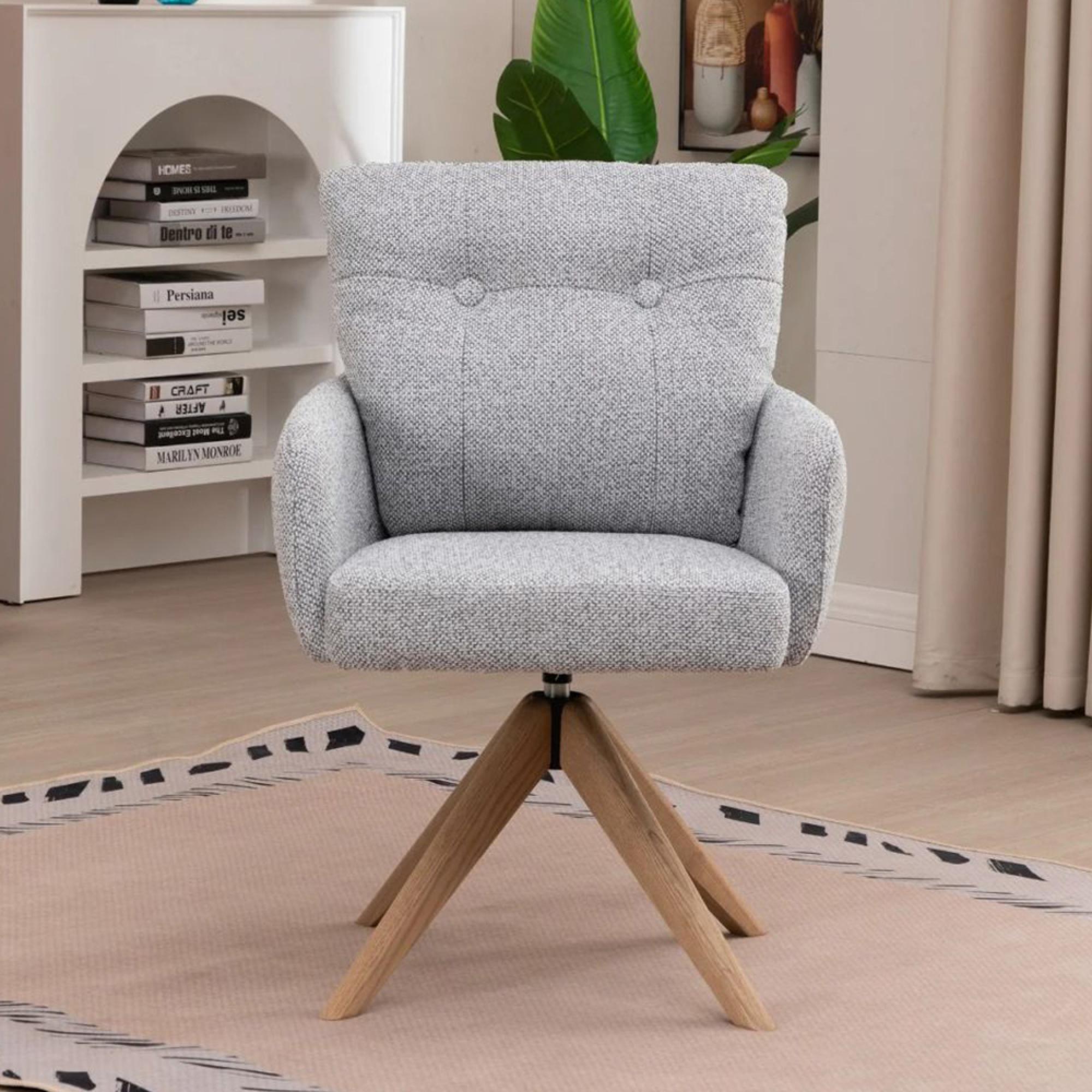 Cotswold Swivel Dining Armchair - Set of 2 - Grey - Fabric and Wood