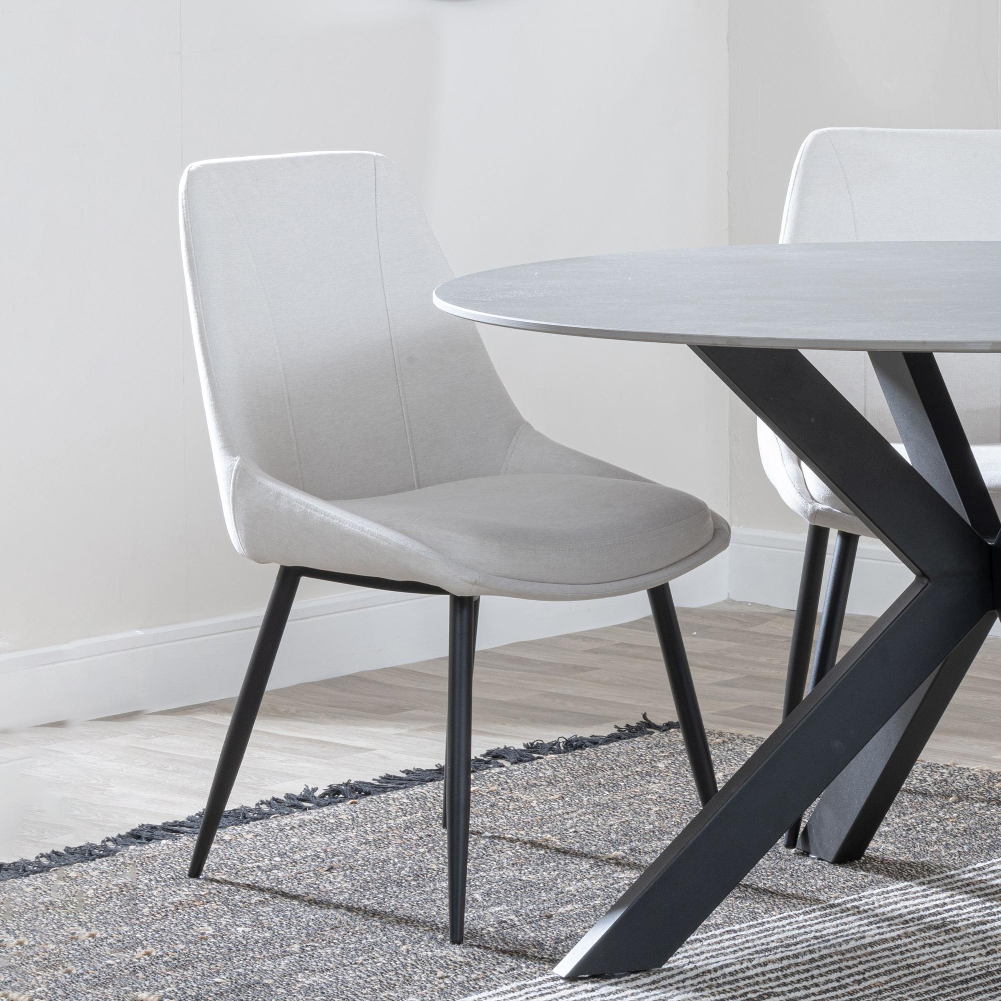 Darwin Dining Chair - Cream Fabric - Black Legs