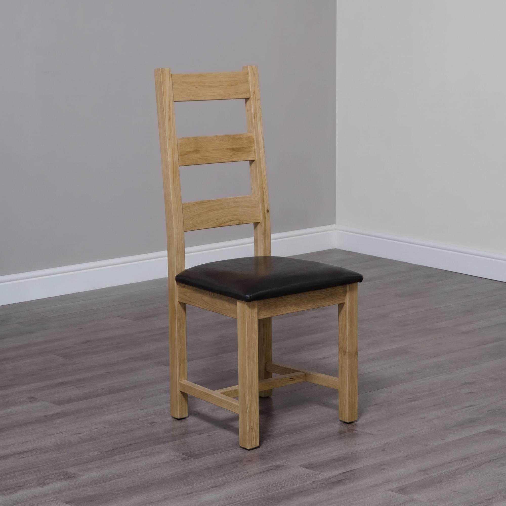 Deluxe Dining Chair - Set of 2 - Ladder Back - Oak