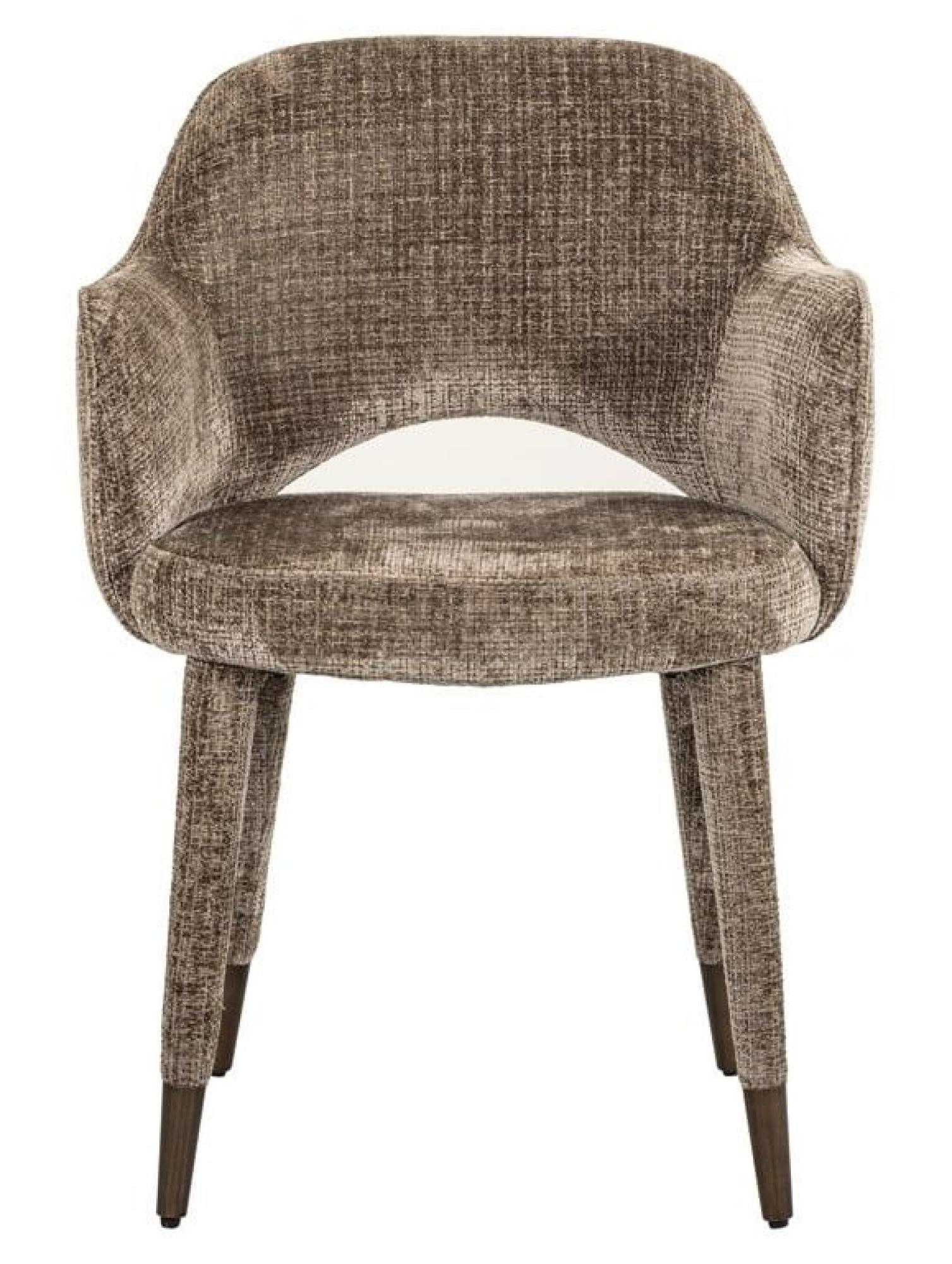 Donnatella Stone Chenille Fabric Dining Armchair