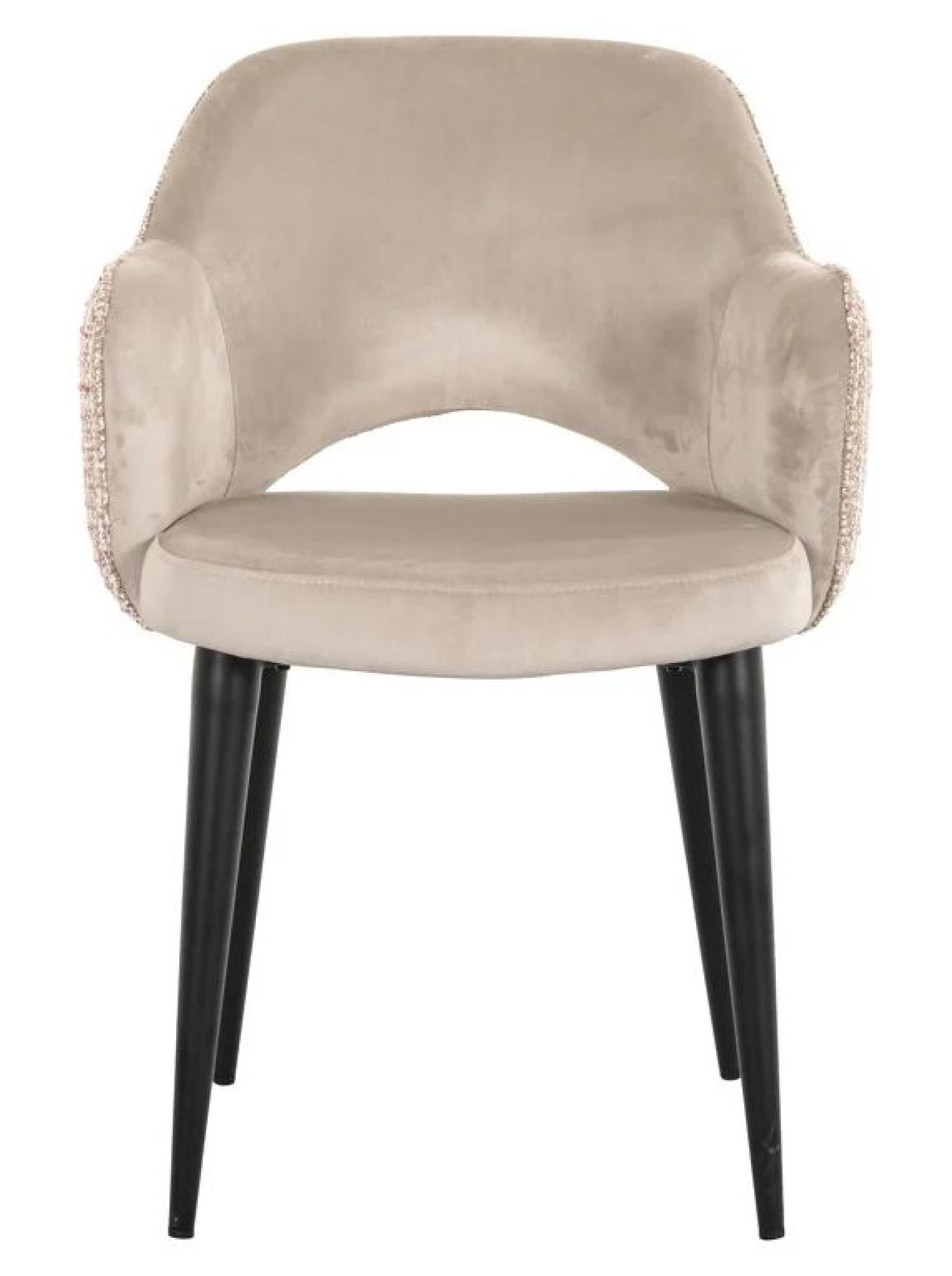 Giovanna Pink Khaki Fabric Dining Armchair with Black Legs