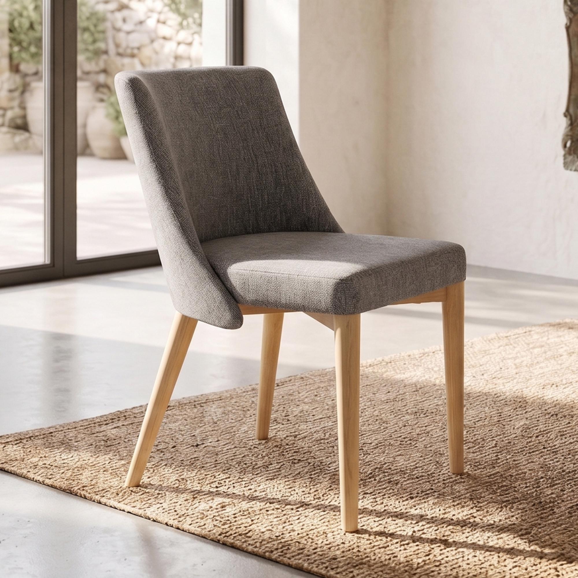Oak Upholstered Fabric Dining Chair - Set of 2 - 036