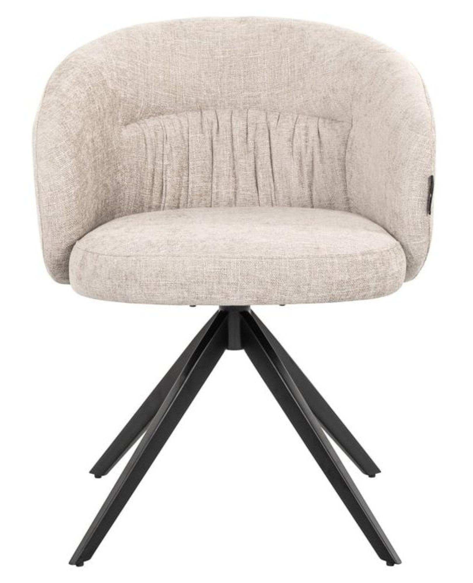 Olivia Natural Fabric Swivel Dining Chair with Black Legs