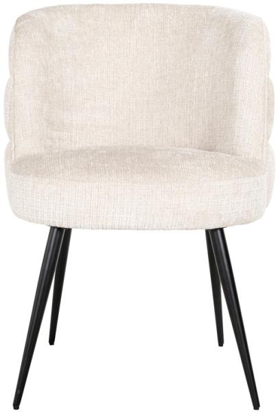 Stella Beige Chenille Fabric Dining Chair with Black Legs