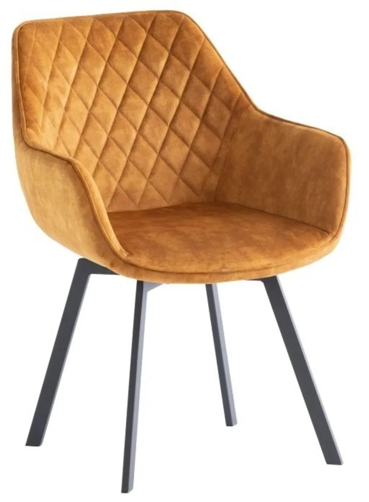 Viola Swivel Dining Chair - Set of 2 - Antique Gold Velvet Fabric