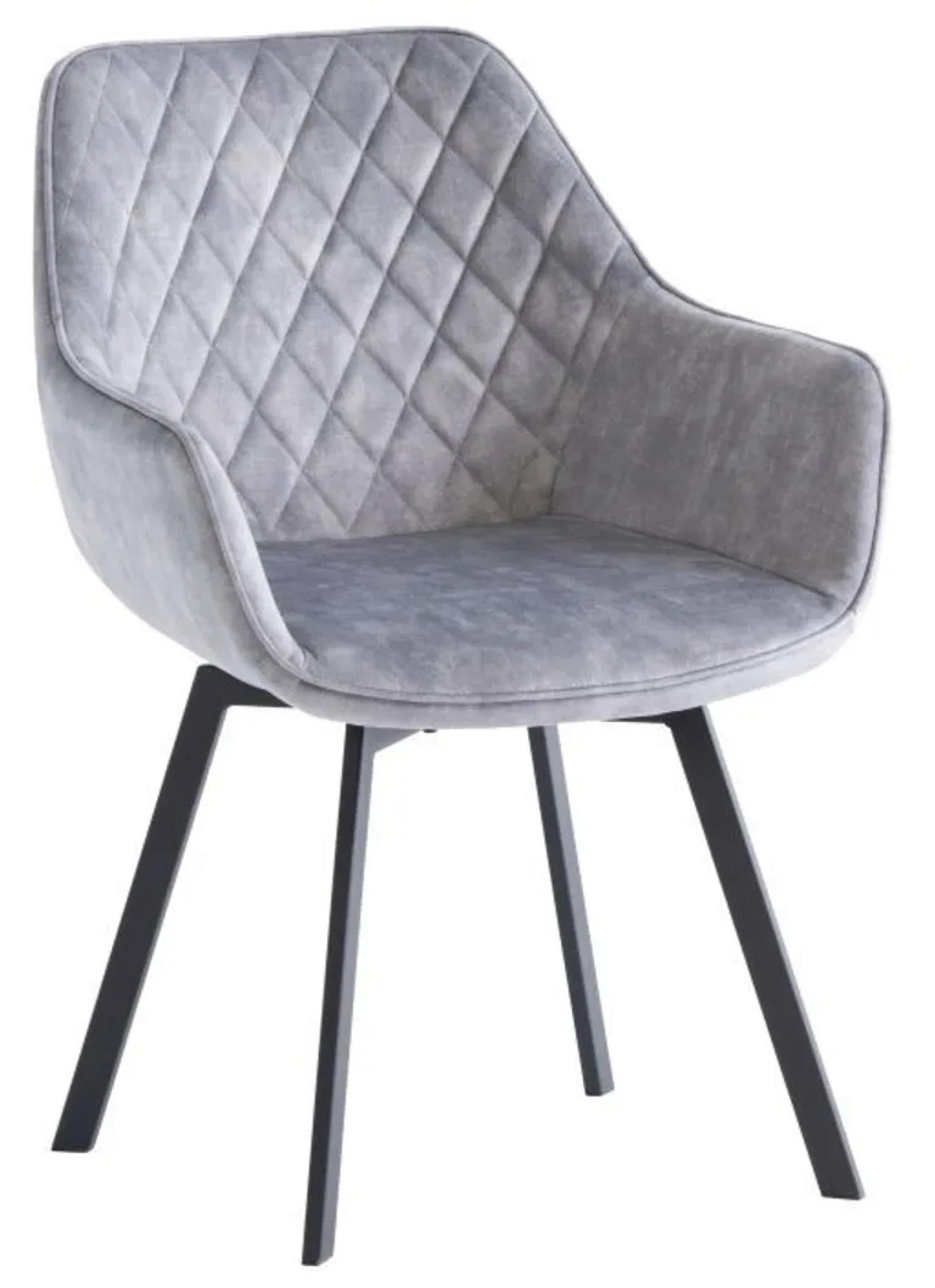 Viola Swivel Dining Chair - Set of 2 - Silver Fabric
