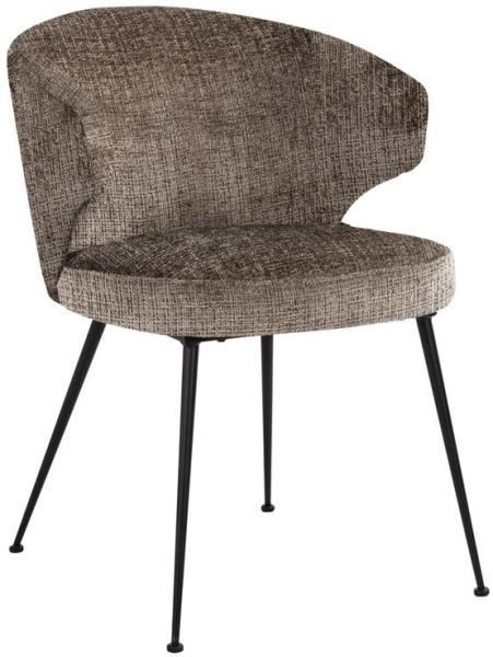 Xandra Stone Chenille Fabric Dining Chair with Black Legs