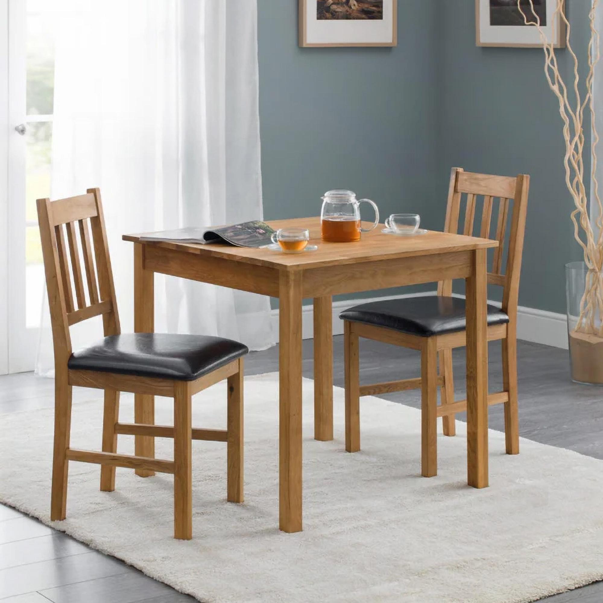 Coxmoor Dining Set - 75cm - 2 Seater - Square - 2 Chairs - Oak