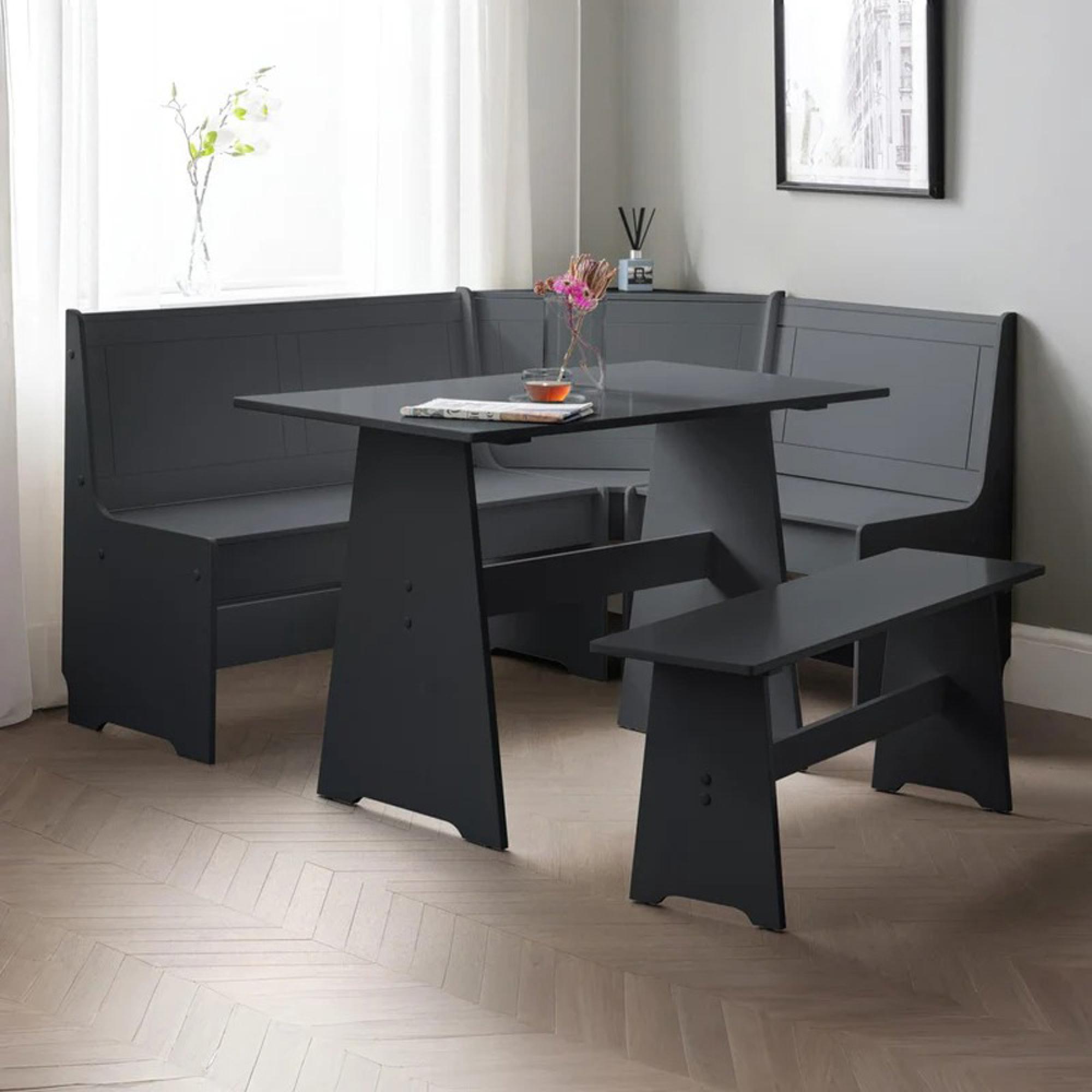 Newport Corner Dining Set - 4 Seater - 109cm - Dark Grey