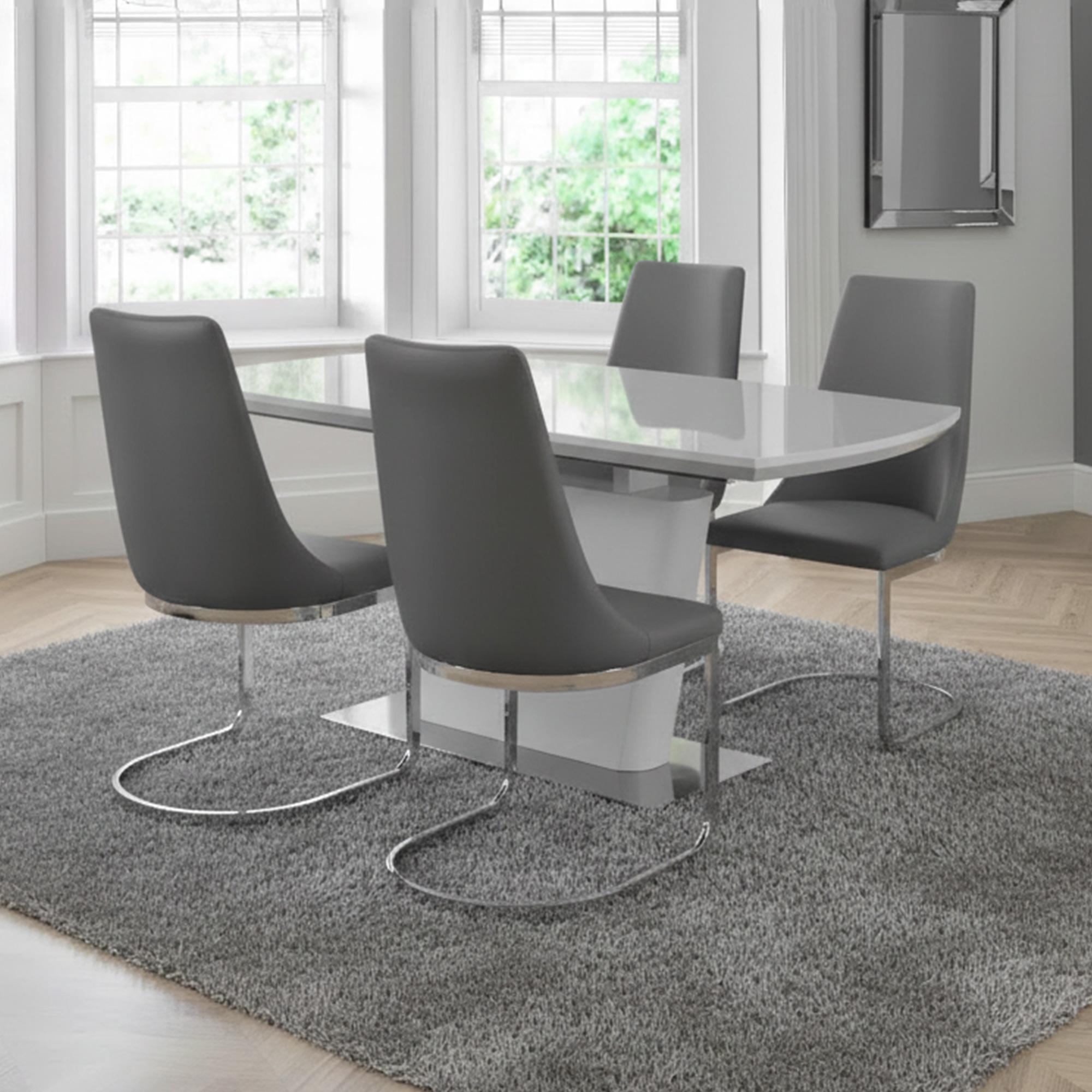 Como Extending Dining Set - 160cm-200cm - 2-4 Seater - 4 Cantilever Chairs - Grey Gloss