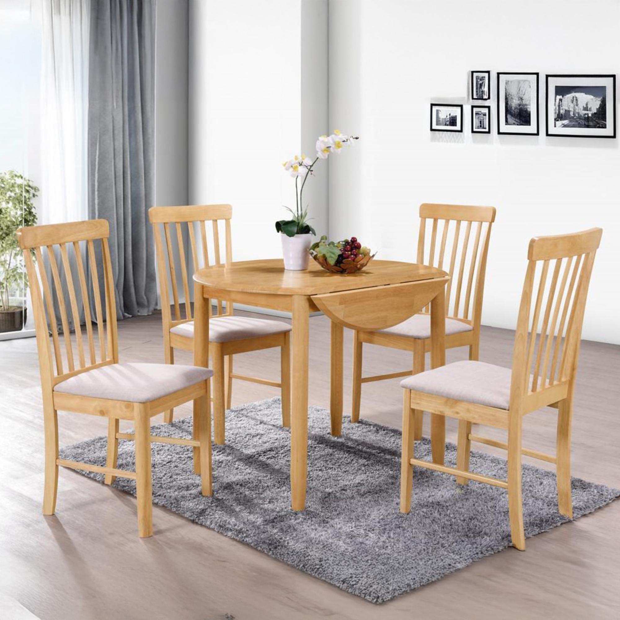 Cologne Round Drop Leaf Dining Set - 4 Seater - 61cm-91cm - Light Oak