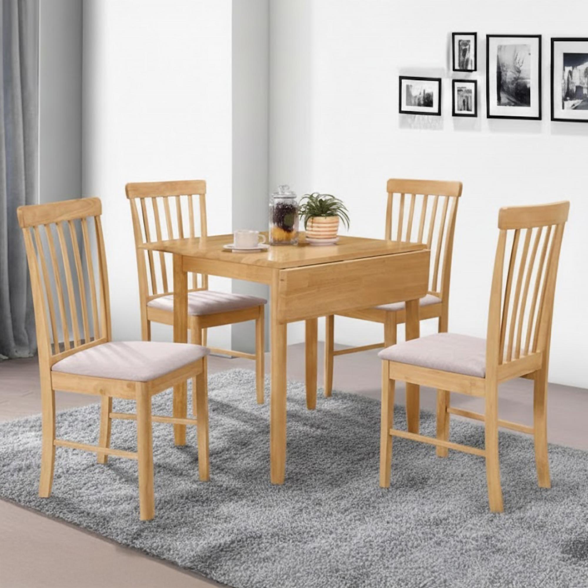 Cologne Square Drop Leaf Dining Set - 4 Seater - 61cm-97cm - Light Oak
