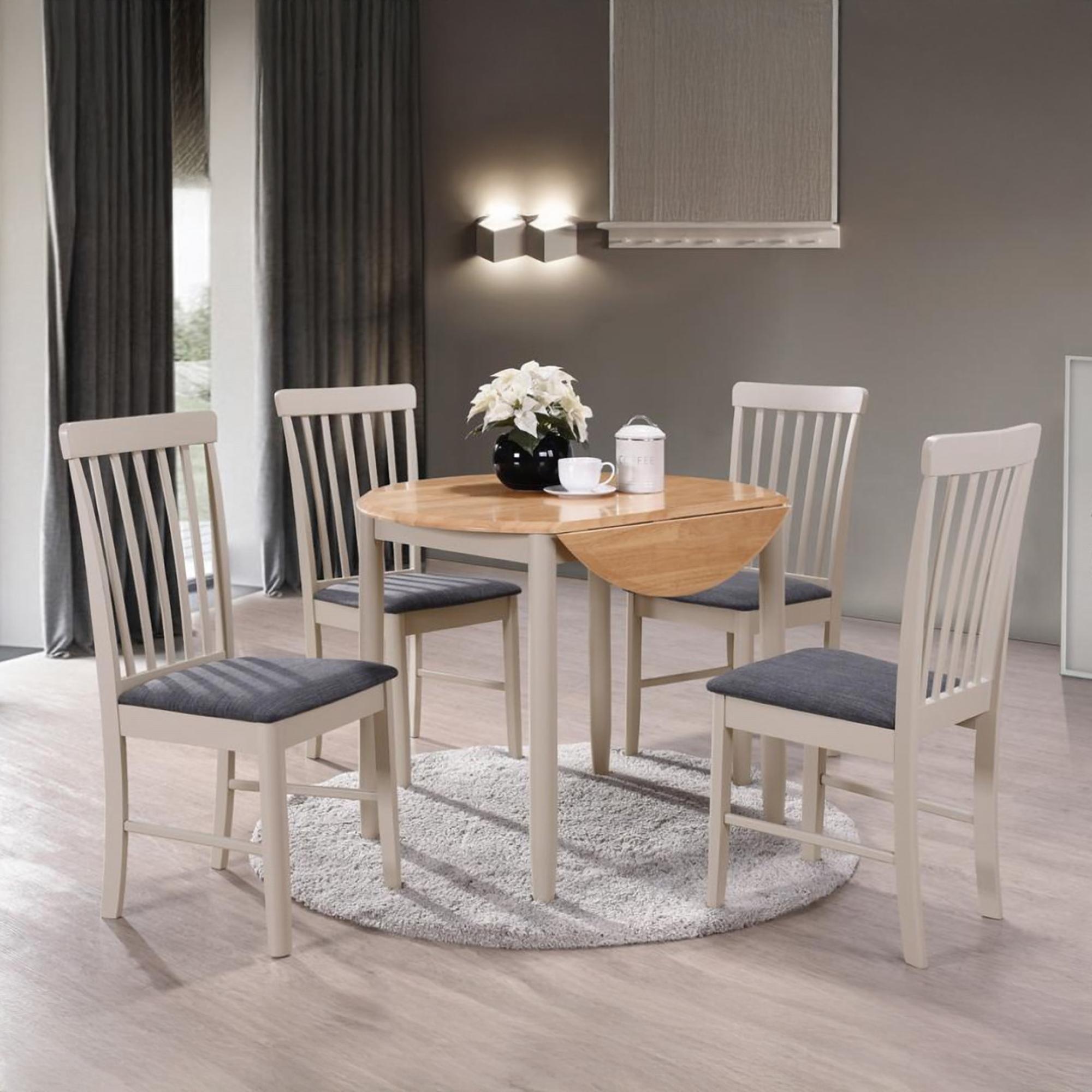 Altona Round Drop Leaf Dining Set - 2 Seater - 61cm-91cm - Oak and Grey