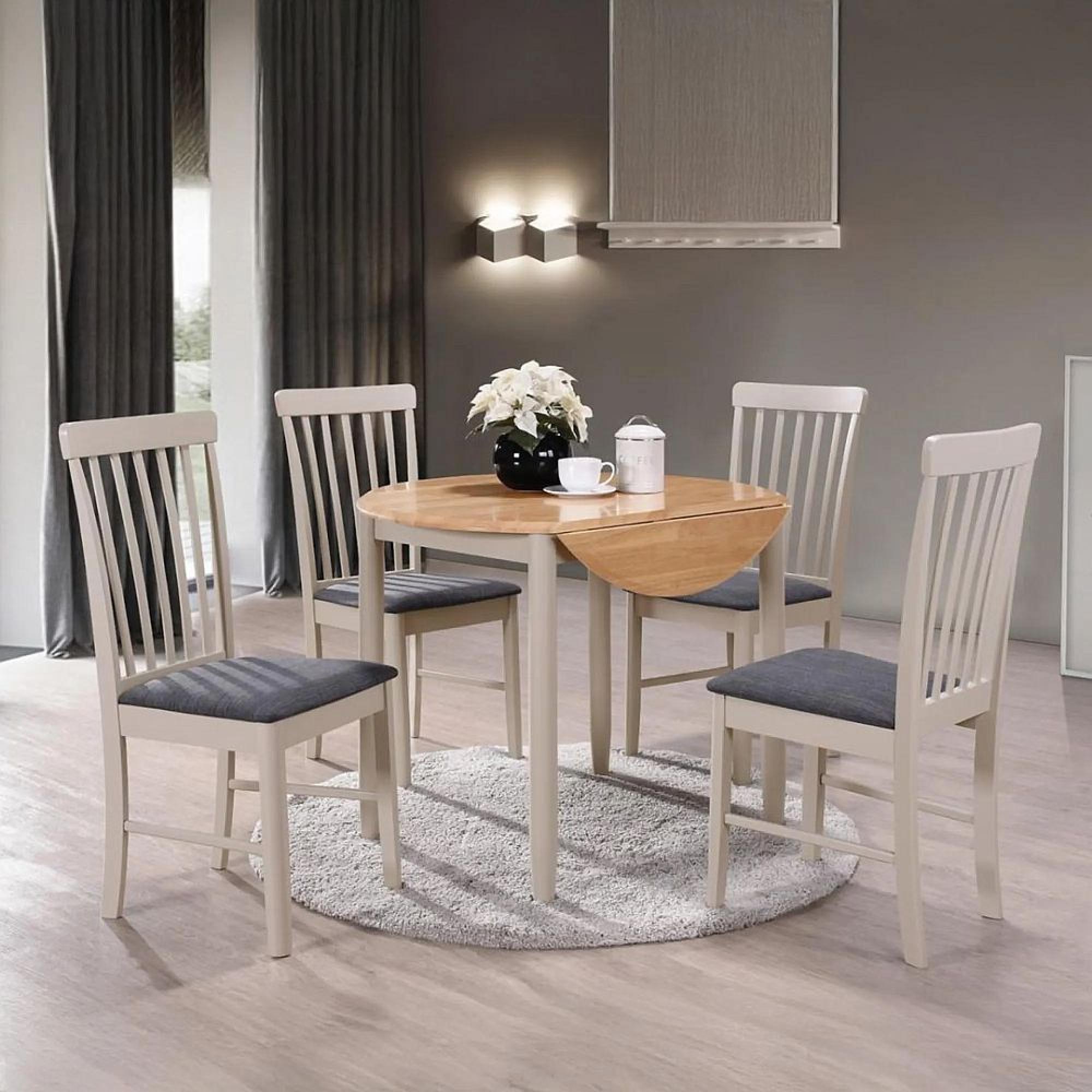 Clearance - Altona Round Drop Leaf Dining Set - 2 Seater - 61cm-91cm - Oak and Grey - FSS17005