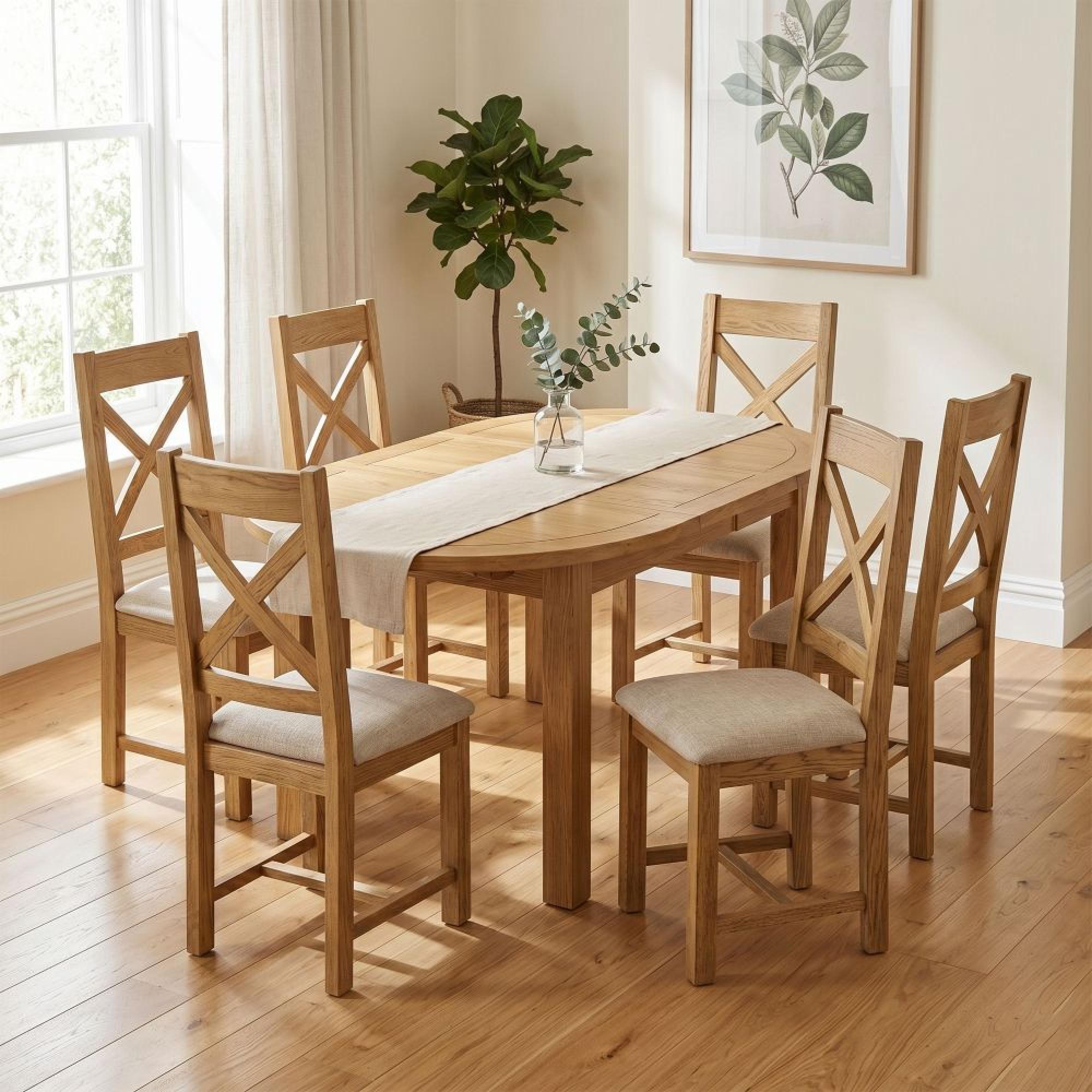 Dorchester Extending Dining Set - 160cm-200cm - 6-8 Seater - Oval - Rustic Oak - Chairs