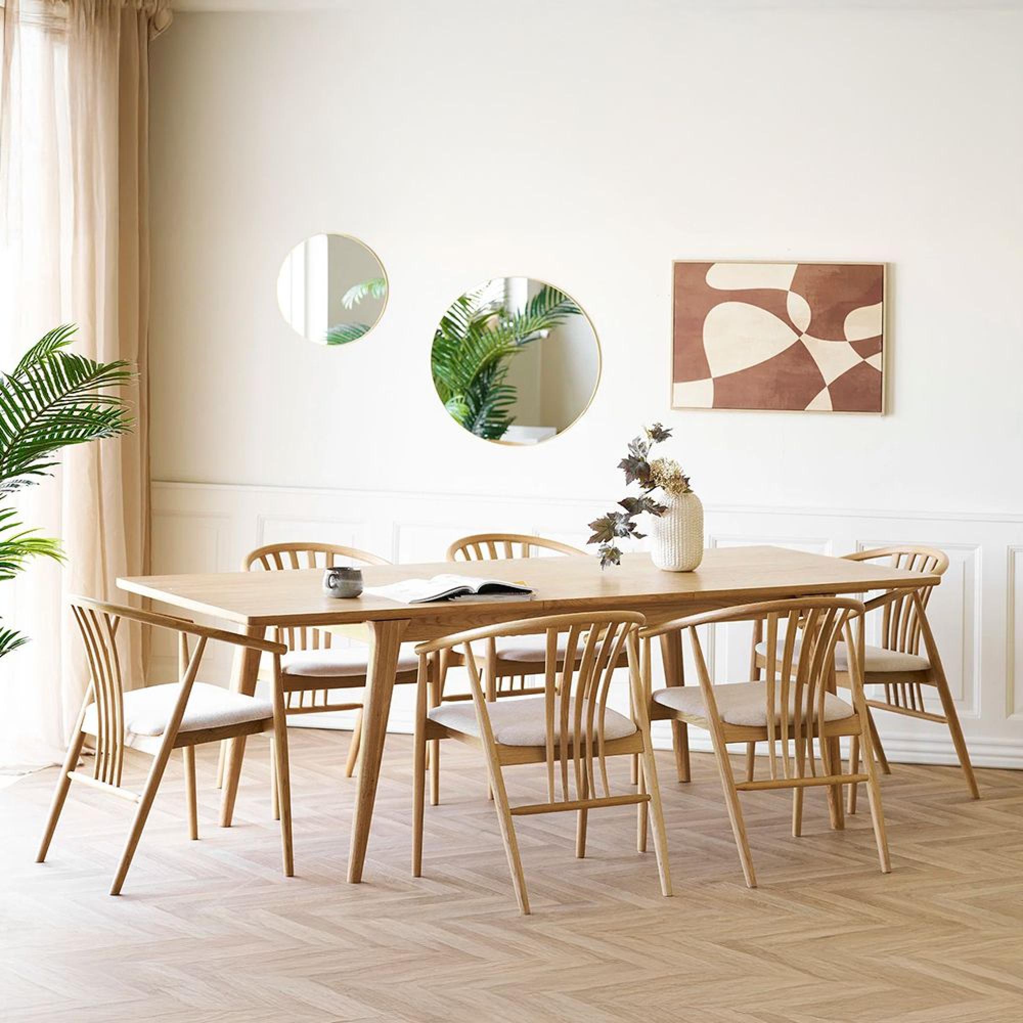 Darwin Extending Dining Set - 180cm-230cm - Natural - 6 Agustin Spindle Back Chairs