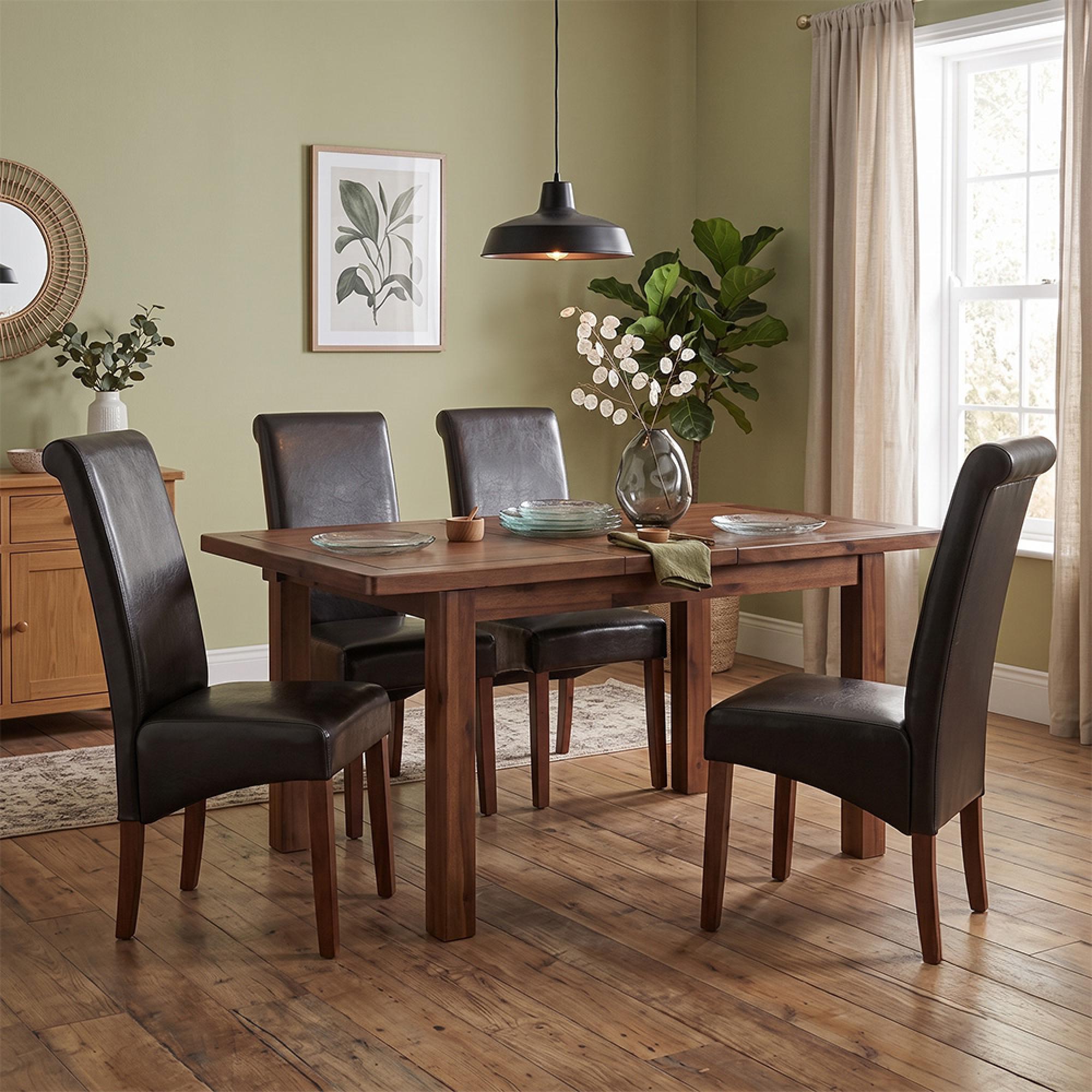 Andorra Butterfly Extending Dining Set - 120cm-165cm - 4-6 Seater - Dark Acacia Wood