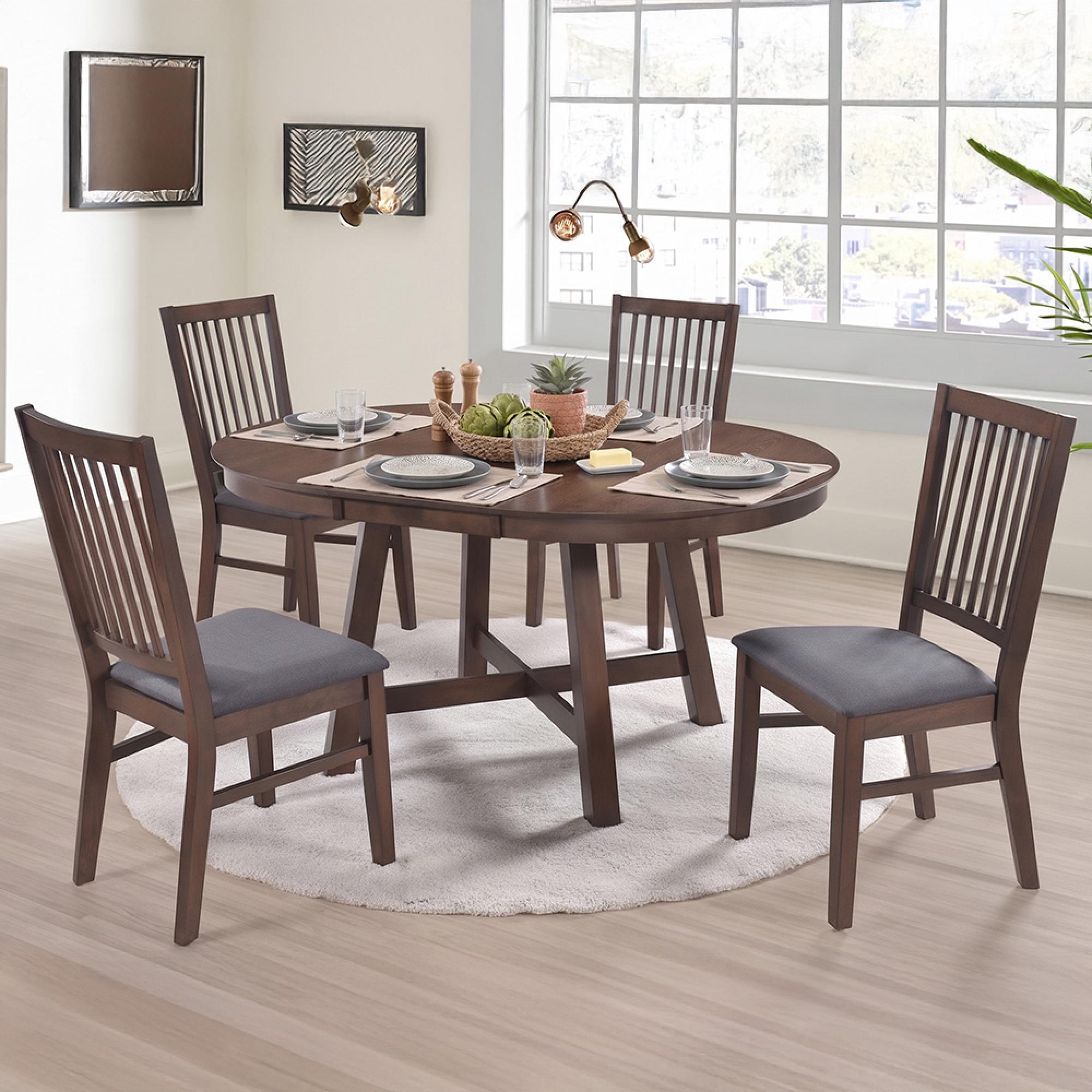Roseville Dark Oak Extending Dining Set - 155cm-154cm - 4-6 Seater - Oval - 4 Chair