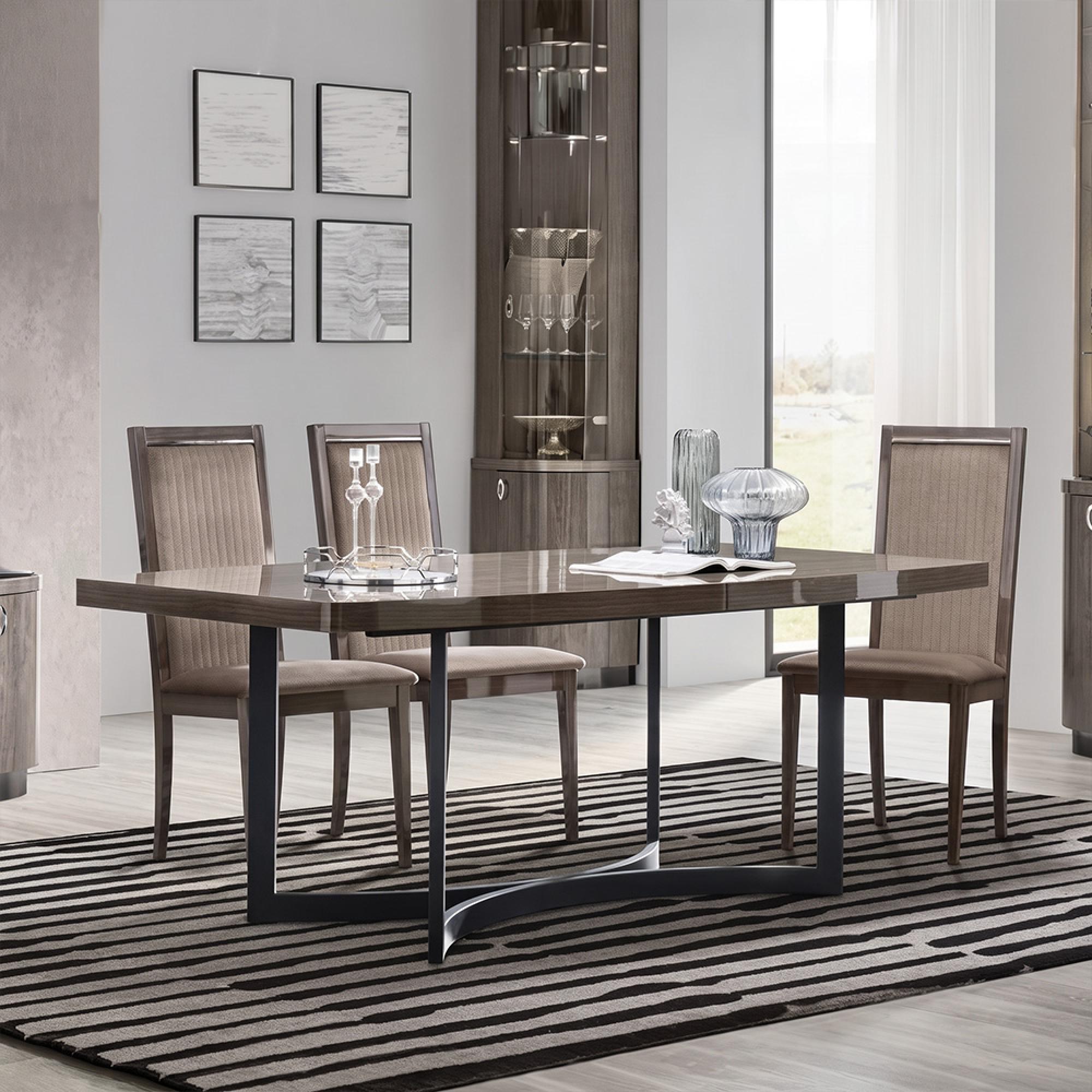 Armonia Italian Dining Set - 8 Seater - 200cm - Silver Birch - with Roma Fabric Chair