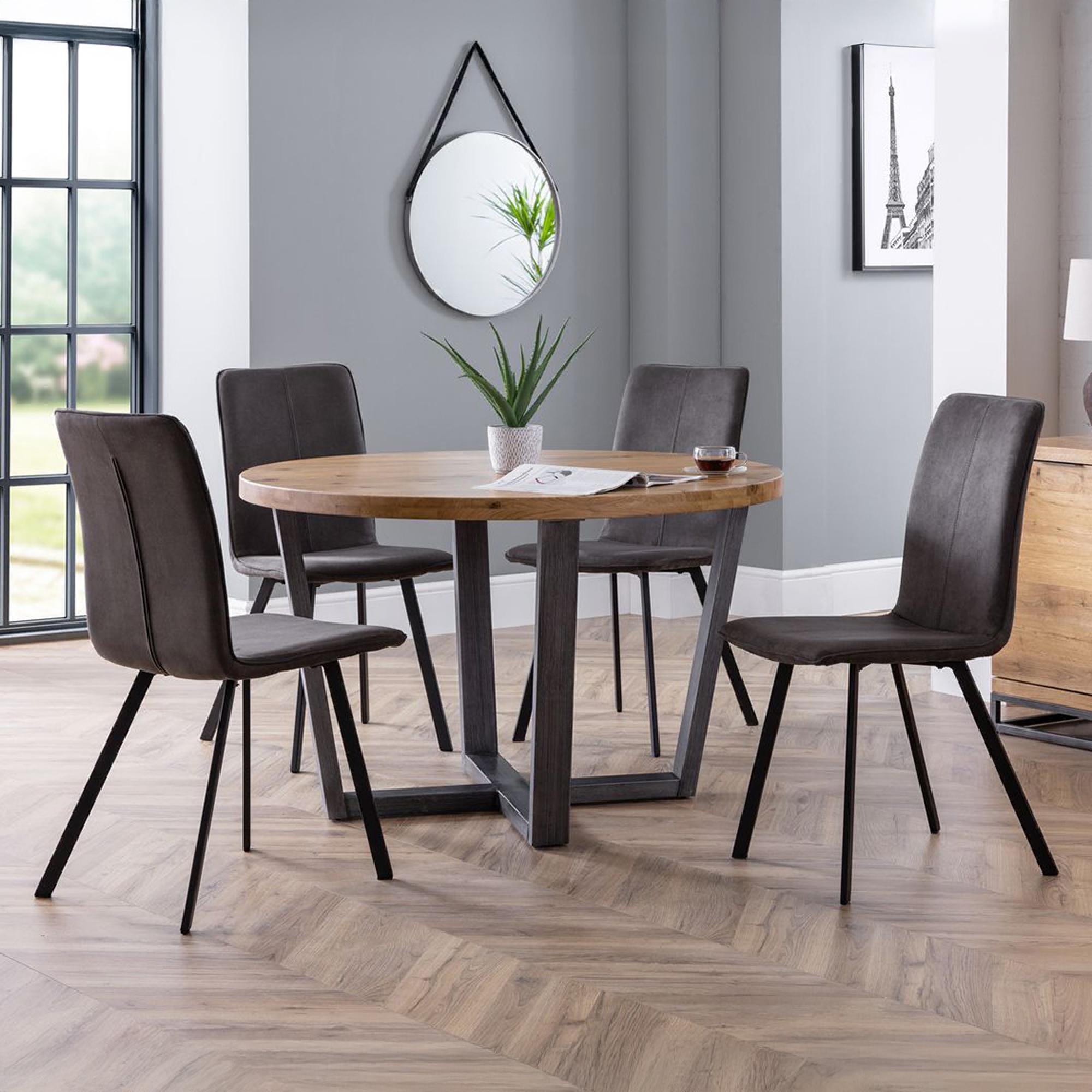 Brooklyn Dining Set - 4 Seater - 120cm - Round - 4 Monroe Chairs - Oak