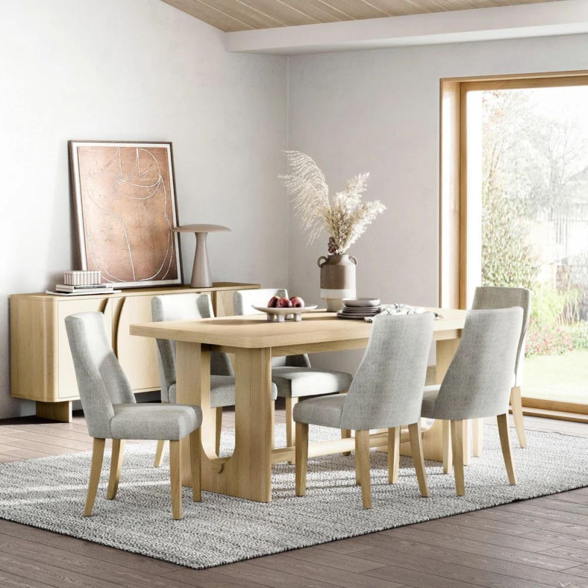 Cara Extending Dining Set - 6-8 Seater - 150cm-195cm - Oak  - with Luna Beige Fabric Dining Chair