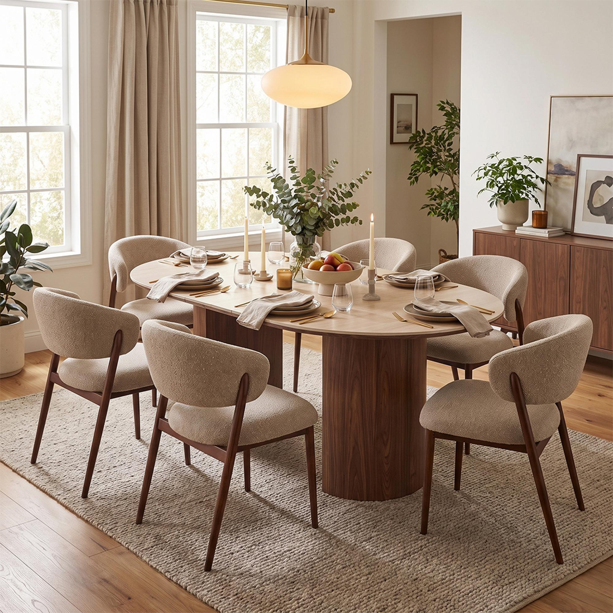 Delphi Extending Dining Set - 120cm-200cm - Dark Brown - Ceramic and Wooden - 6 Cavi Chairs