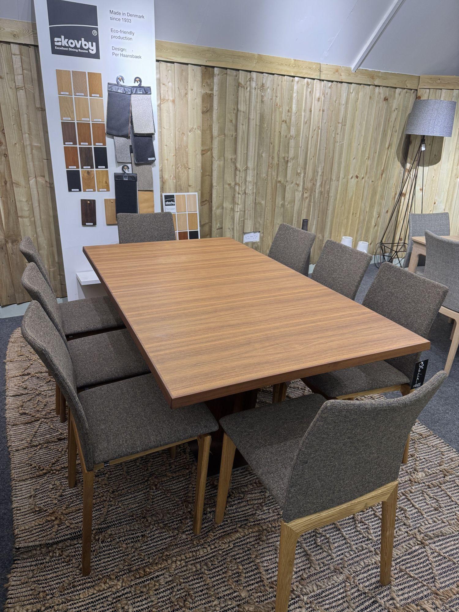 Extending Dining Set - Walnut - 6-10 Seater - 176cm-276cm with 8 Chairs - SM63/SM37 EX Display