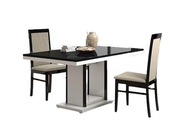 Enna Dining Set - 6 Seater - 160cm - with 4 Chairs - Black & White