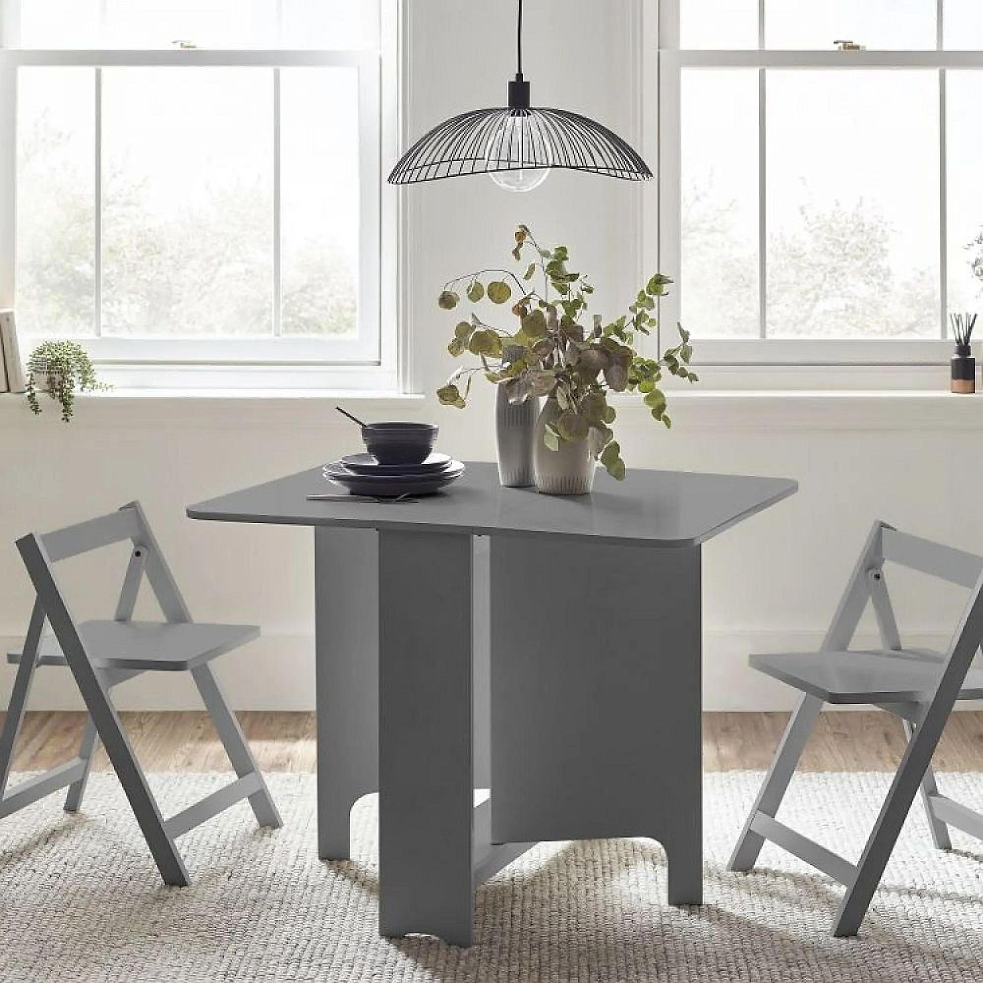 Gatan Gateleg Dining Set - 2 Seater - 80cm - 2 Chairs - Grey