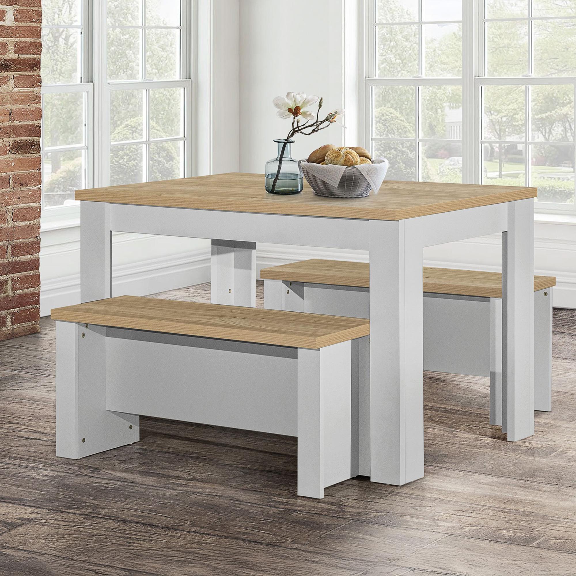 Highgate Dining Set - 2 Seater - 118cm - with 2 Benches - Grey Painted