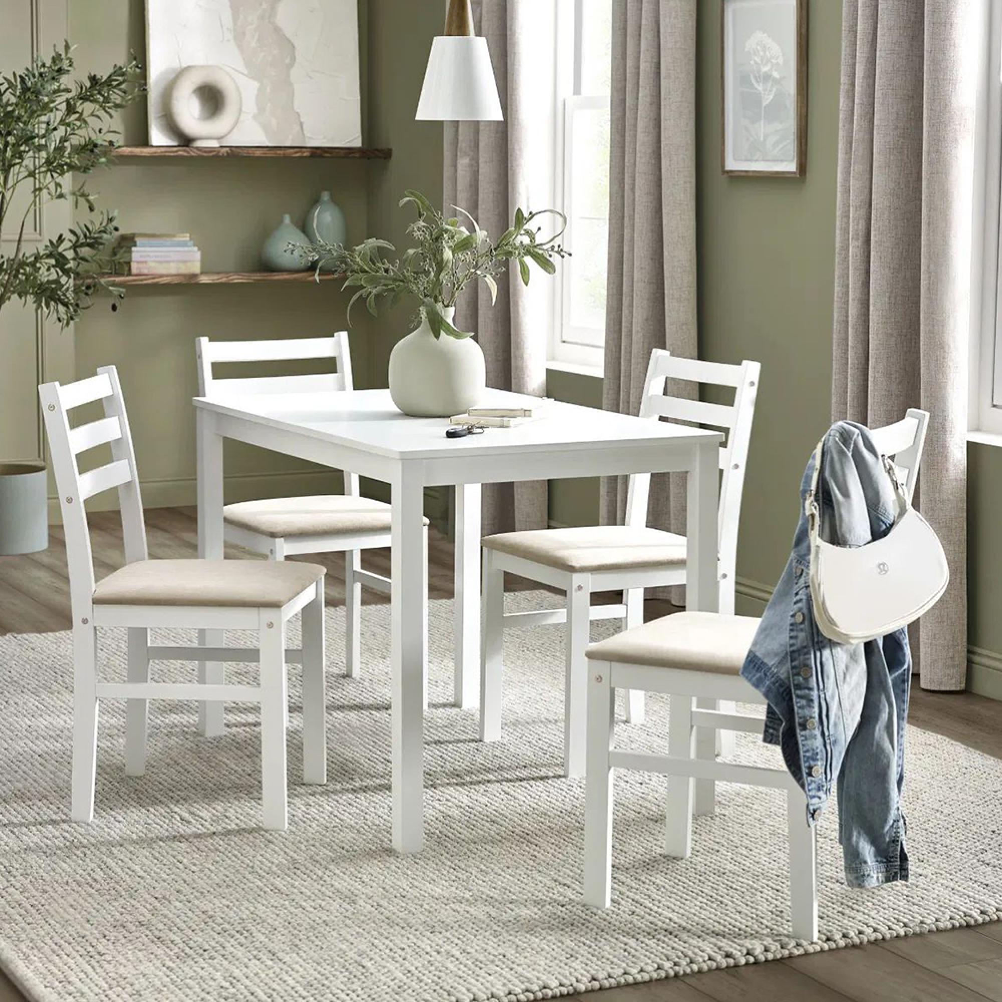 Keats Dining Set - 4 Seater - 110cm - White