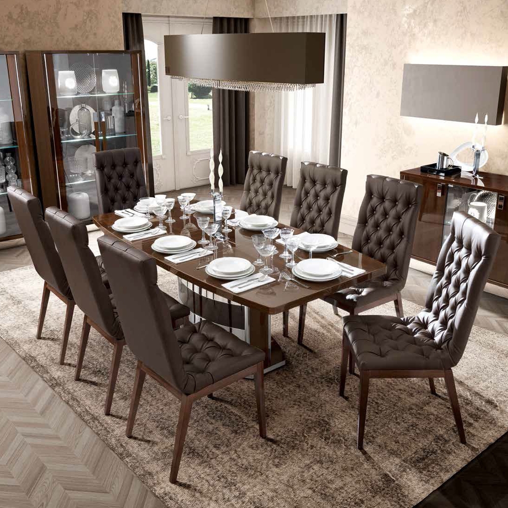 Roma Dining Set - Butterfly Extending - Walnut - with Capitonne Leather Chairs - Variant Available