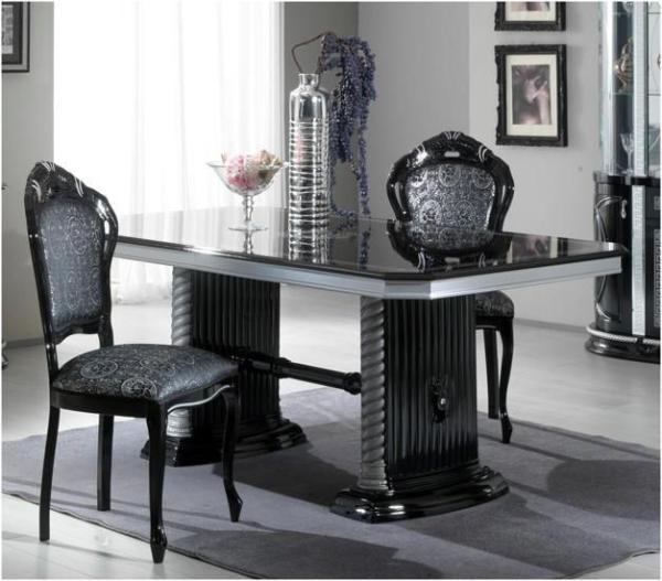 New Venus Dining Set - Extending - with 2 Chairs - Black Italian
