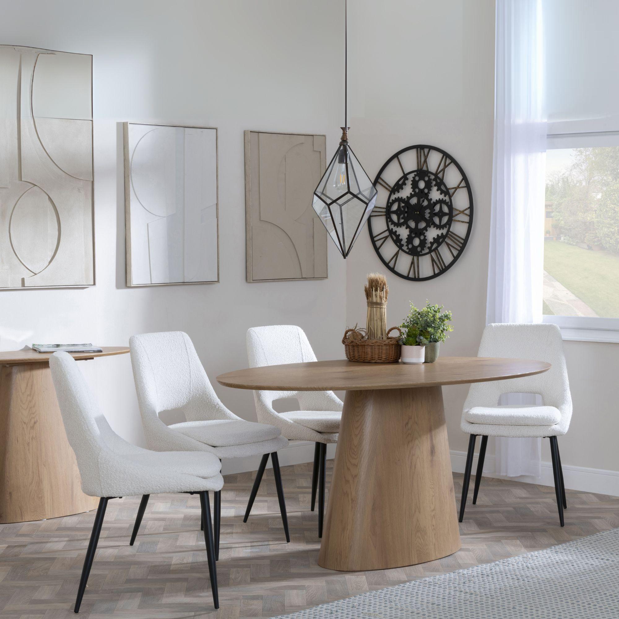 Palma Dining Set - 6 Seater - 180cm - Oval - Oak - Peyton Dining Chairs - Cream Fabric