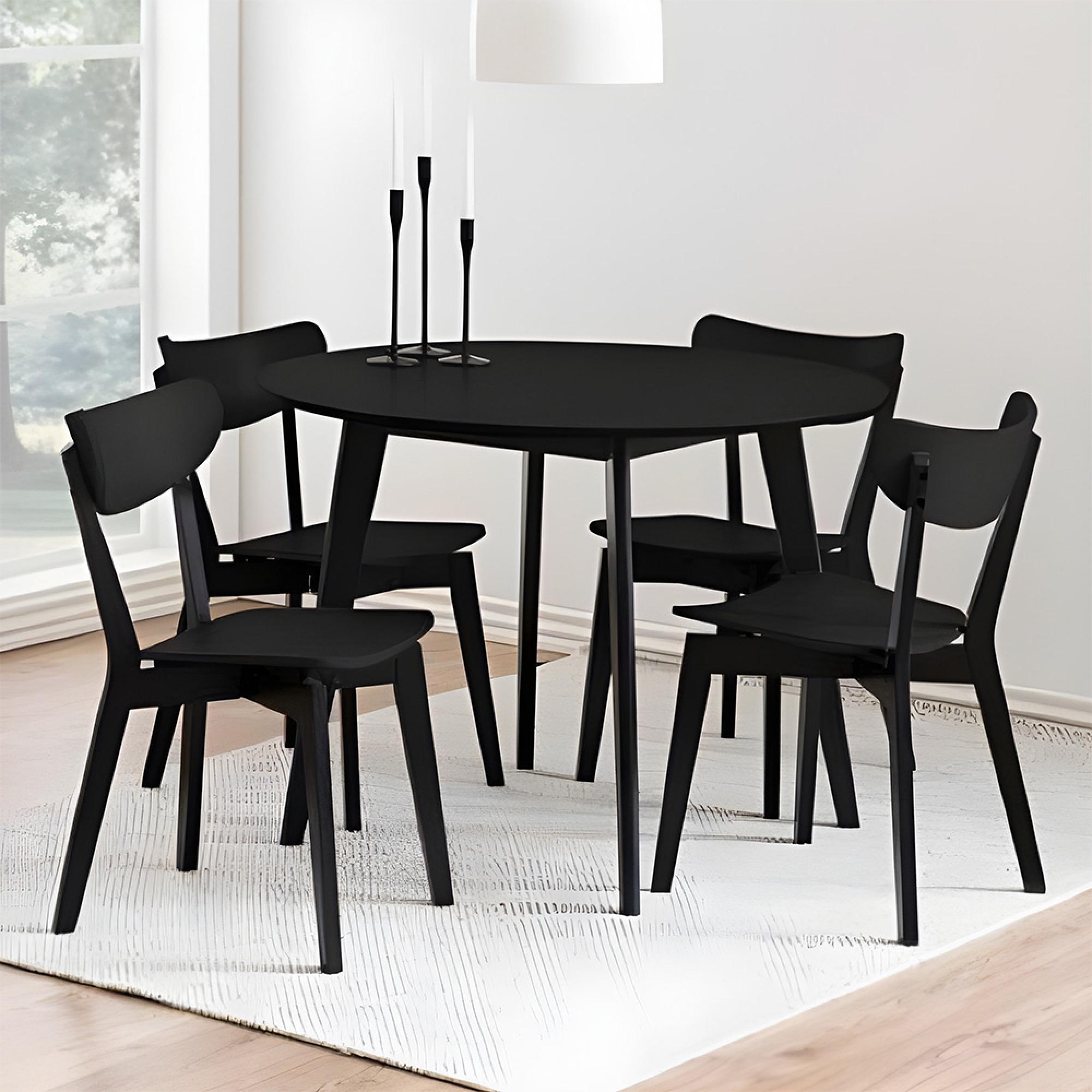 Roxby Round Dining Set - 4 Seater - 105cm - Black