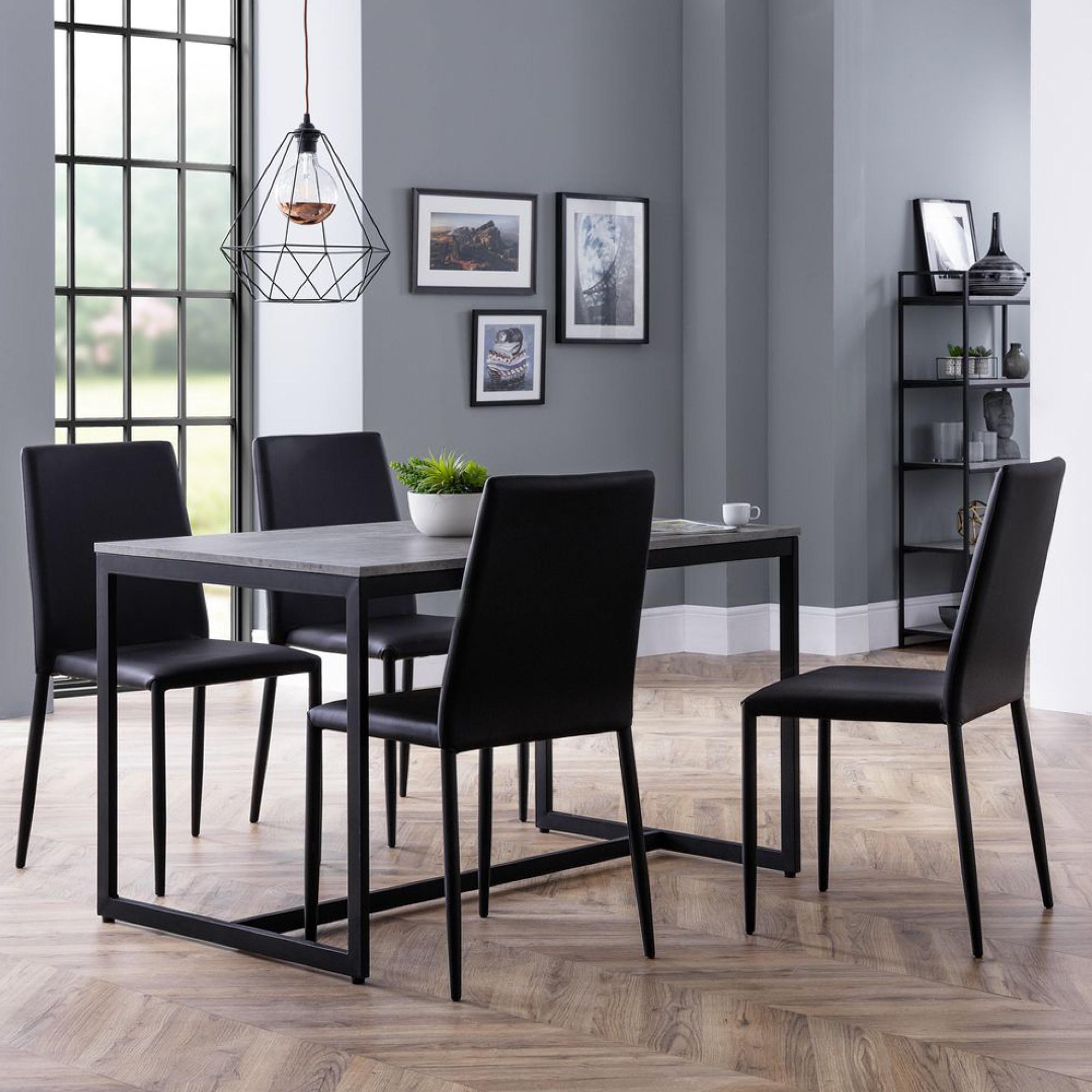 Staten Dining Set - 4 Seater - 120cm - Jazz Black Chairs - 4 Chairs - Concrete