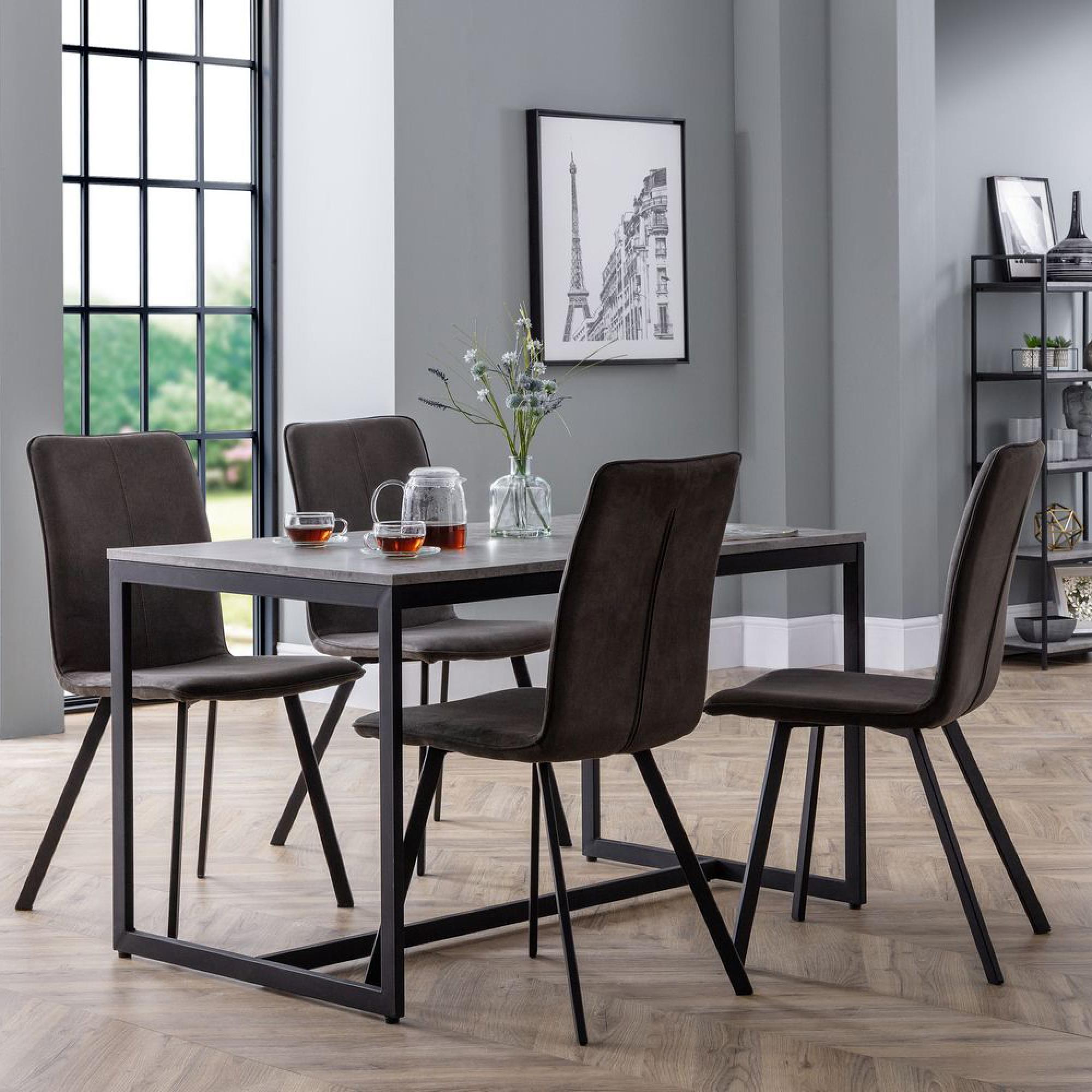Staten Dining Set - 4 Seater - 120cm - Monroe Chairs - 4 Chairs - Concrete