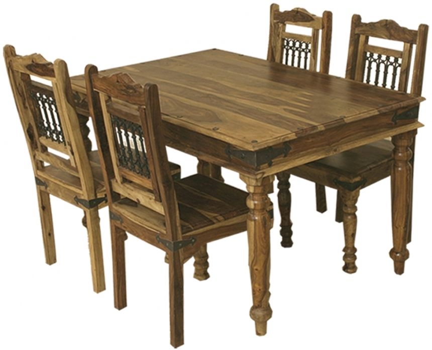 Thacket Dining Set - 4 Seater - with 4 Chairs - Sheesham Wood