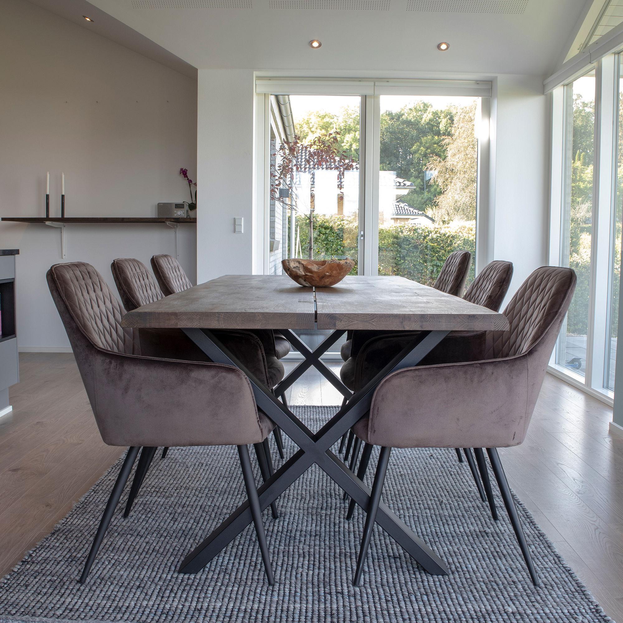 Toulon Dining Set - Smoked Oak - 6 Seater - 200cm - 6 Harbo Chairs